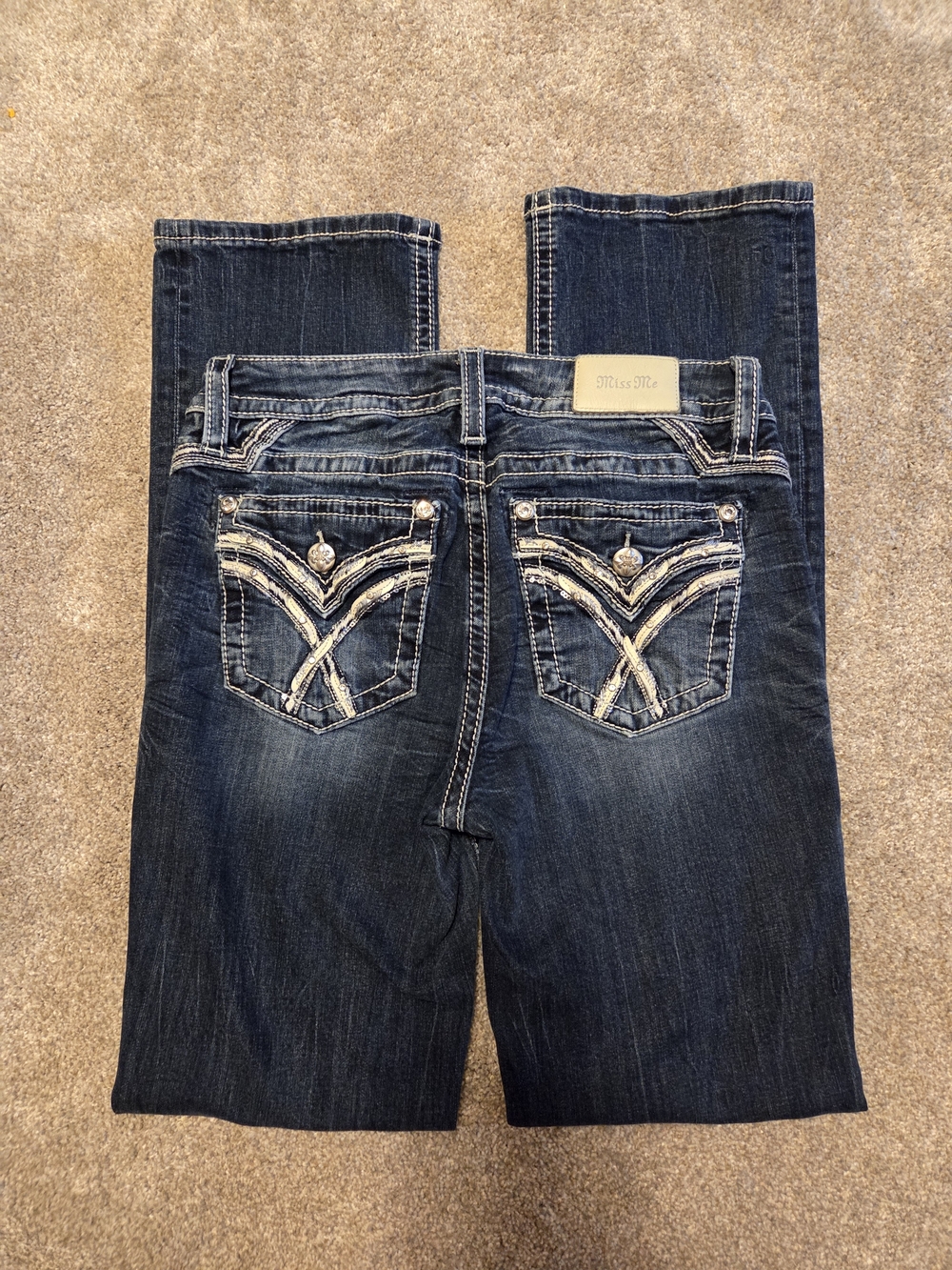 Miss Me Women's Dark Blue Embroidered Bootcut Jeans